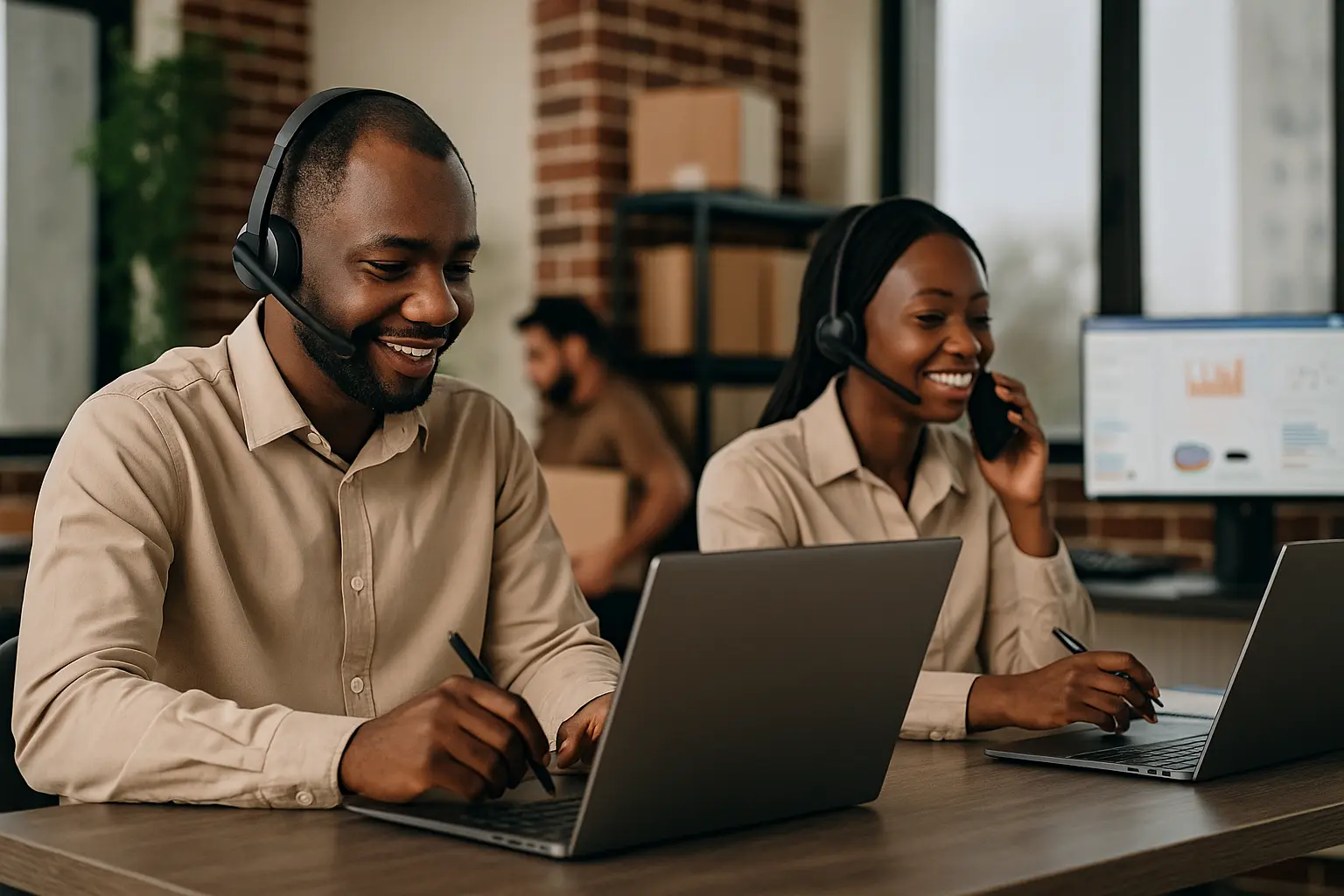 Équipe de service client en Afrique
